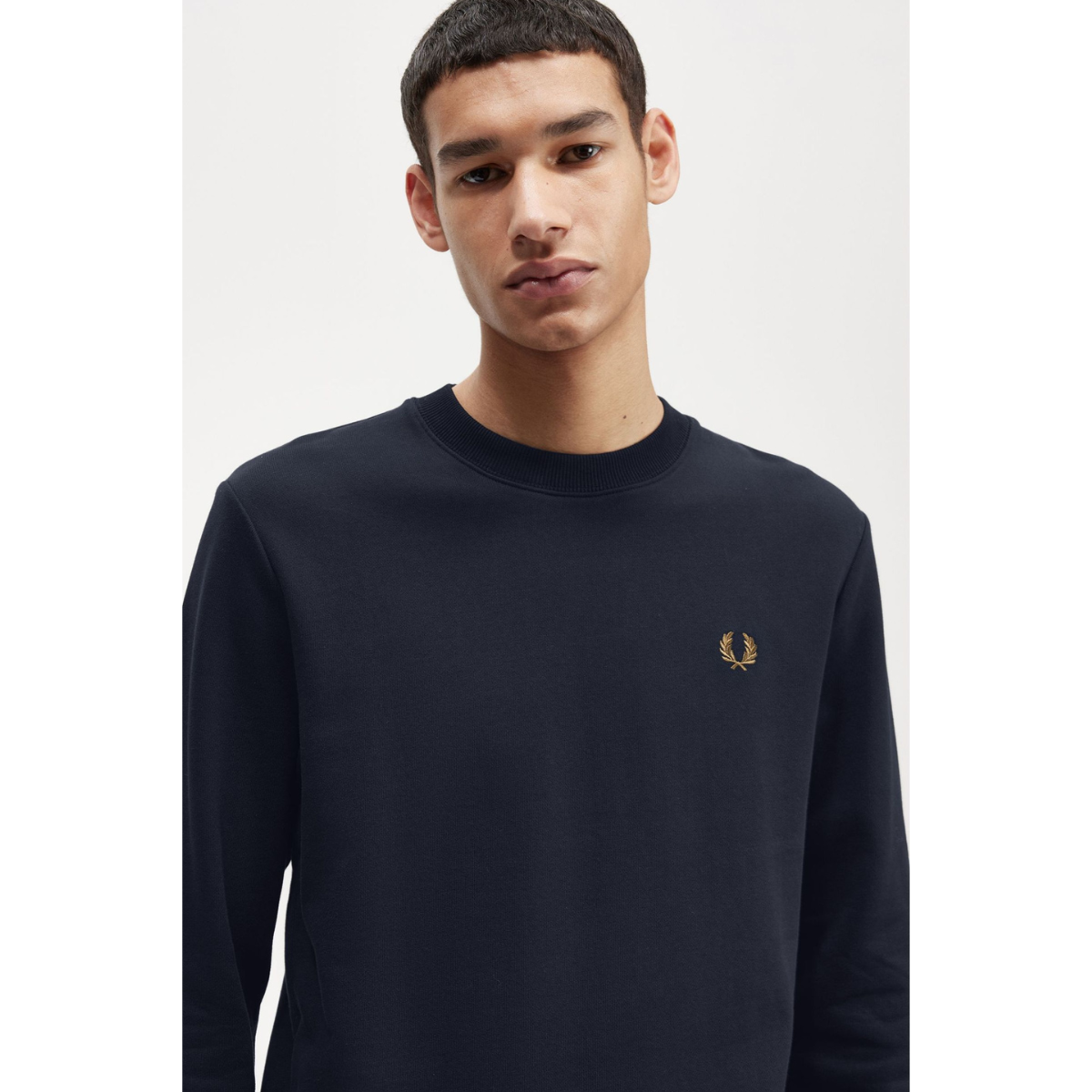 Fred Perry Crewneck Sweatshirt - Navy/Dark Caramel - Public Mercantile