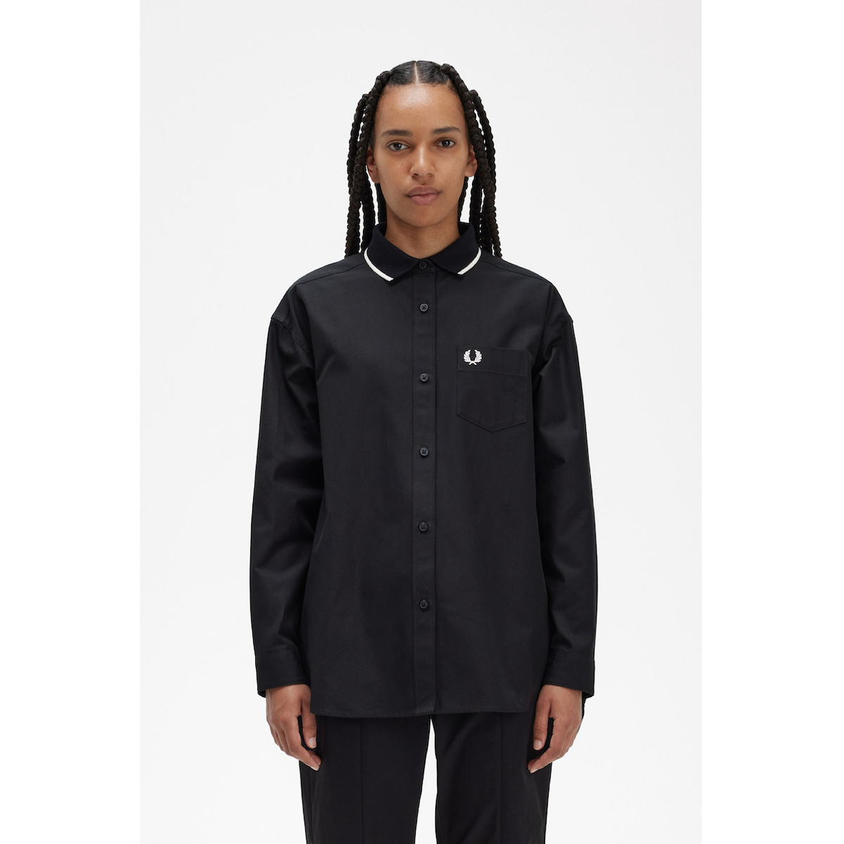 Fred Perry Fishtail Shirt - Black - Public Mercantile