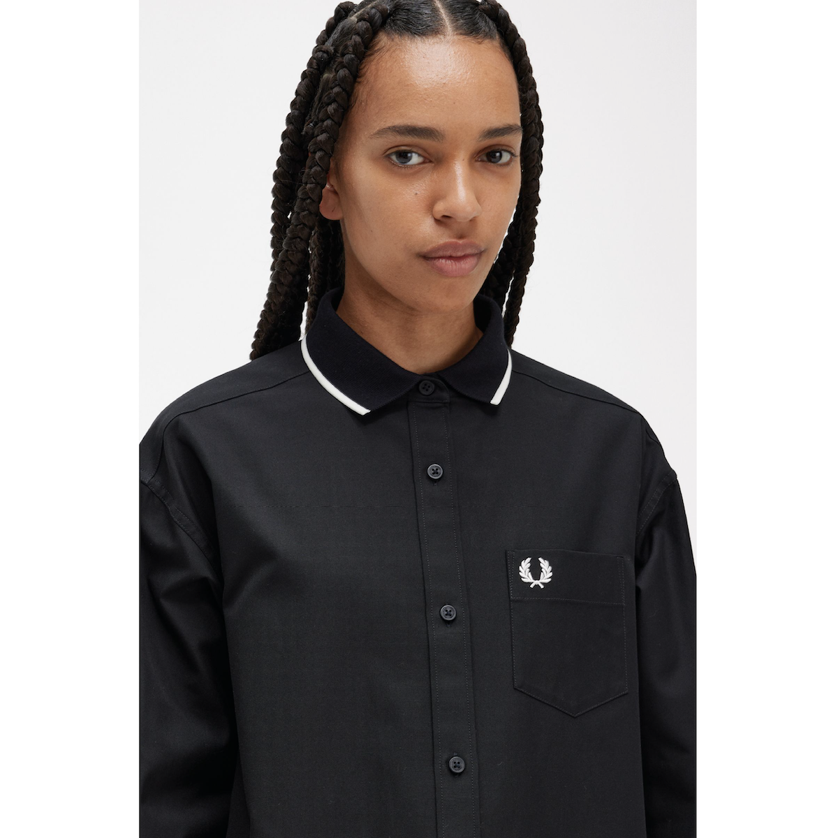 Fred Perry Fishtail Shirt - Black - Public Mercantile