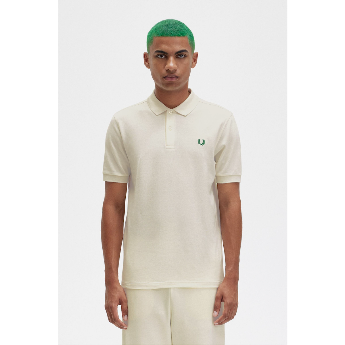 Fred Perry Tennis Shirt — Ecru/Fred Perry Green - Public Mercantile