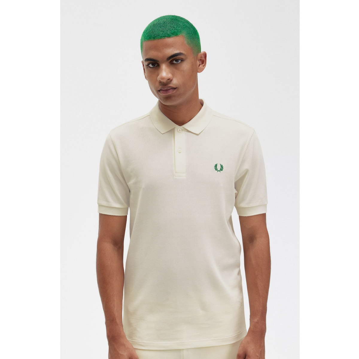 Fred Perry Tennis Shirt — Ecru/Fred Perry Green - Public Mercantile