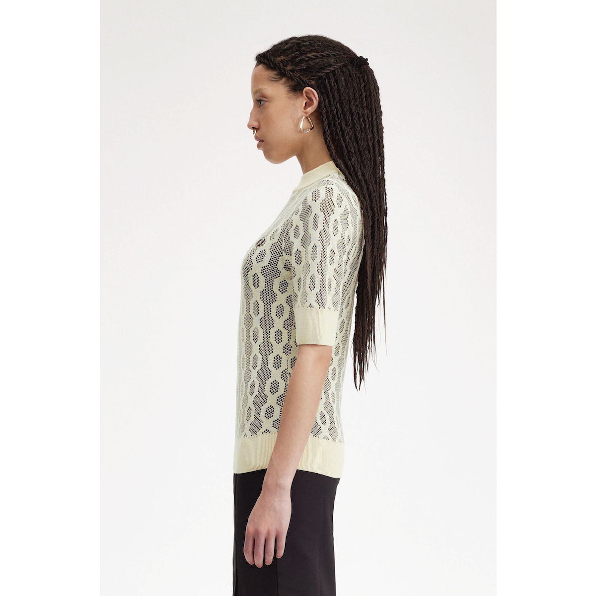 Fred Perry Open-Knit Short Sleeve Sweater — Oatmeal - Public Mercantile