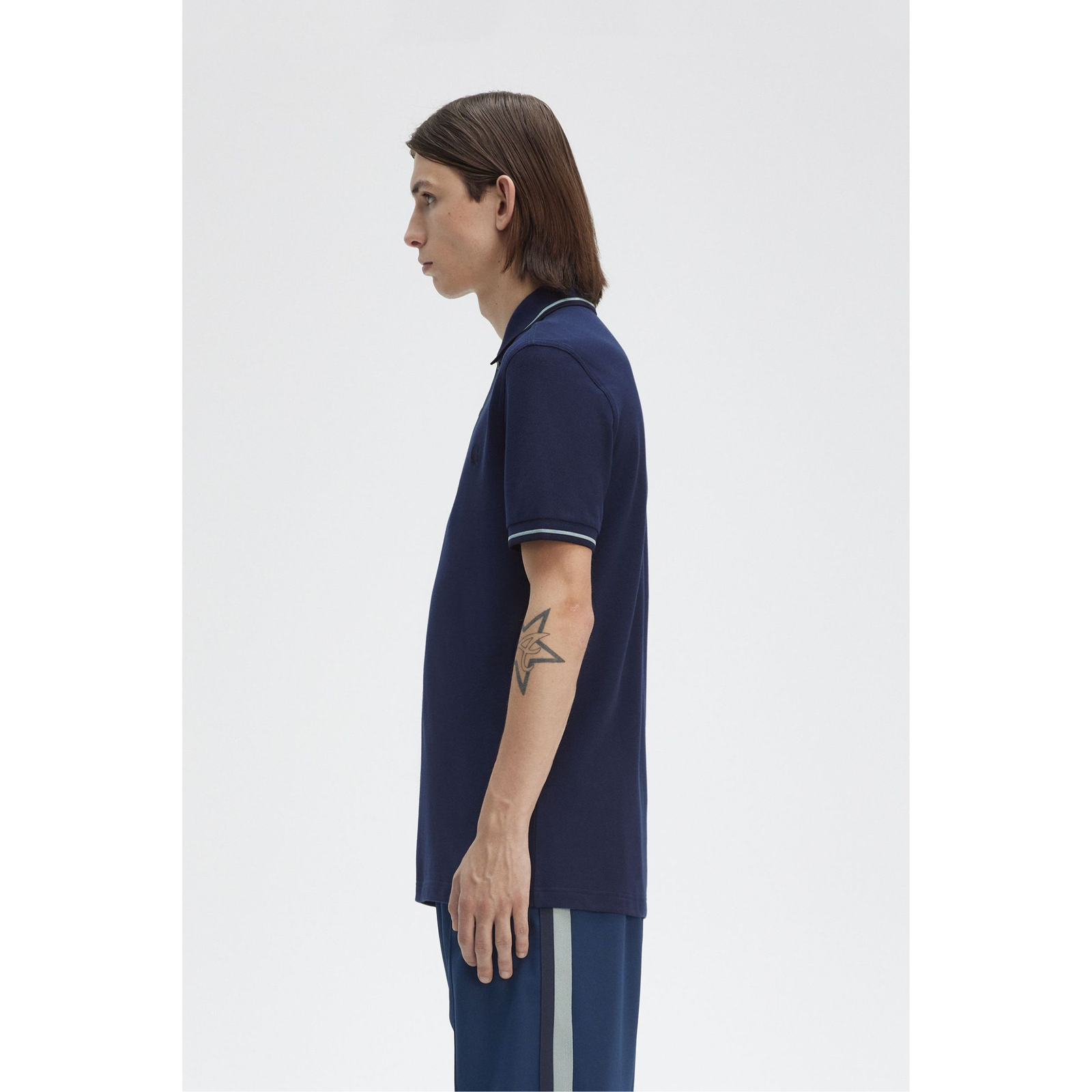 Fred Perry Twin-Tipped Shirt — Tennis Blue / Silver Blue / Navy - Public Mercantile