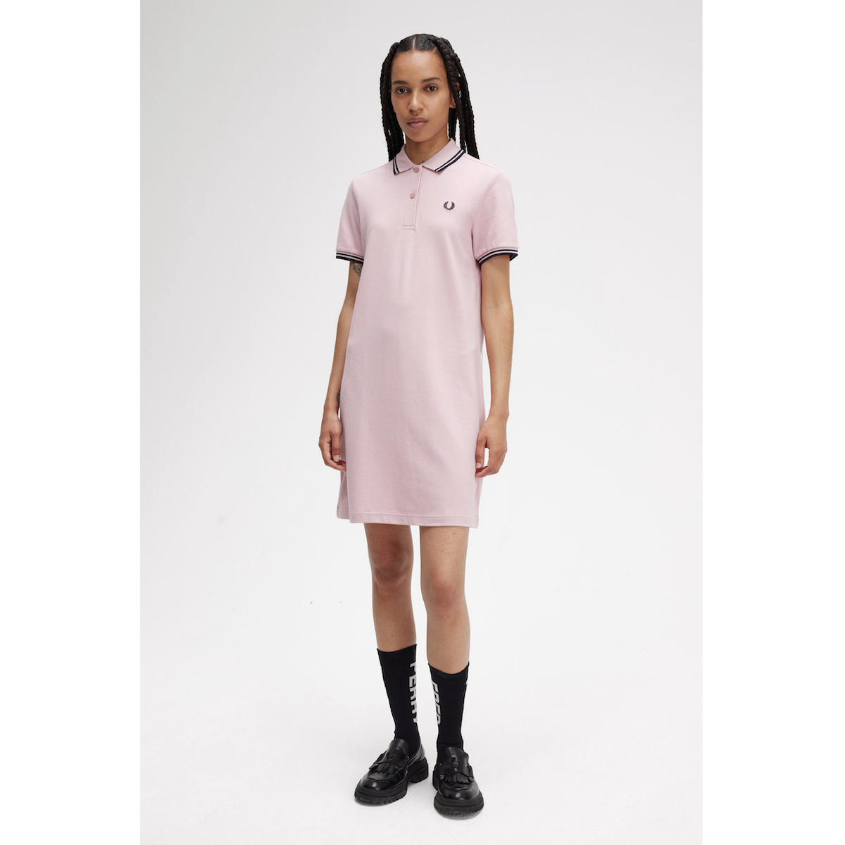 Fred Perry Twin Tipped Shirt Dress - Chalky Pink - Public Mercantile