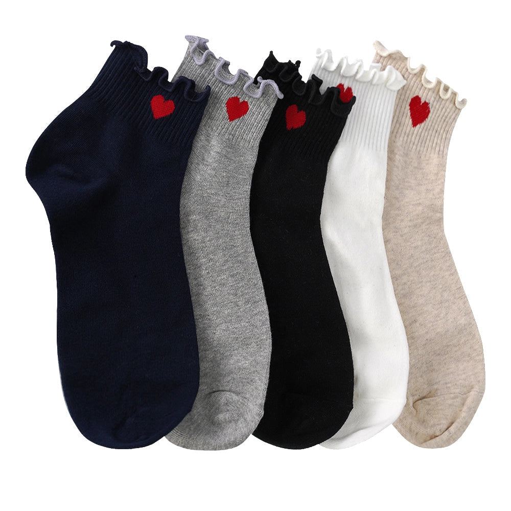 Frilled Heart Ankle Socks - Public Mercantile