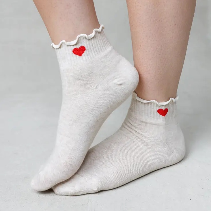 Frilled Heart Ankle Socks - Public Mercantile