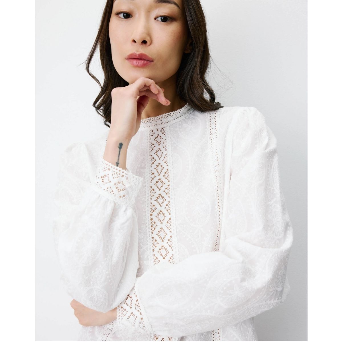 Abigail English Embroidered Shirt — Ivory - Public Mercantile