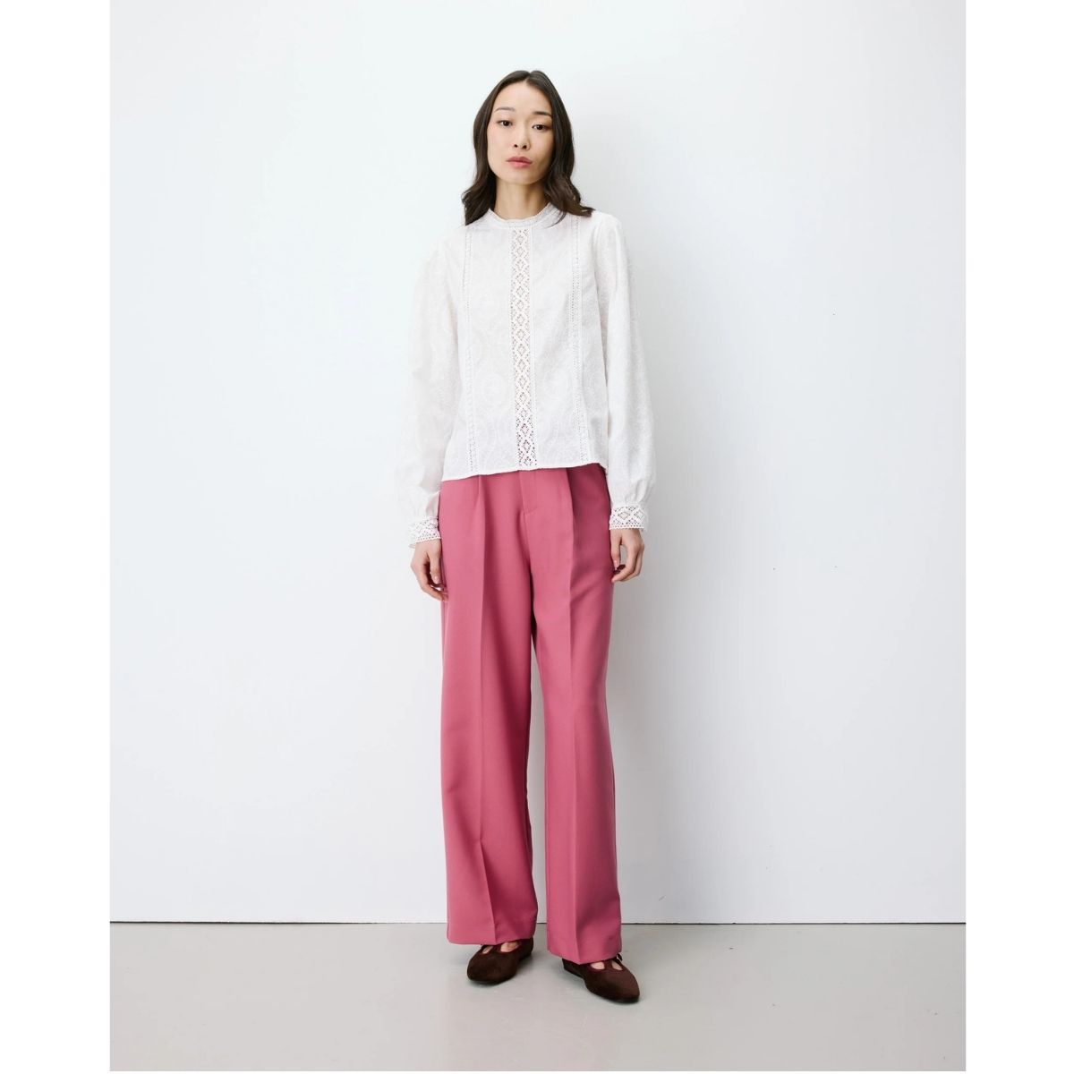 Abigail English Embroidered Shirt — Ivory - Public Mercantile