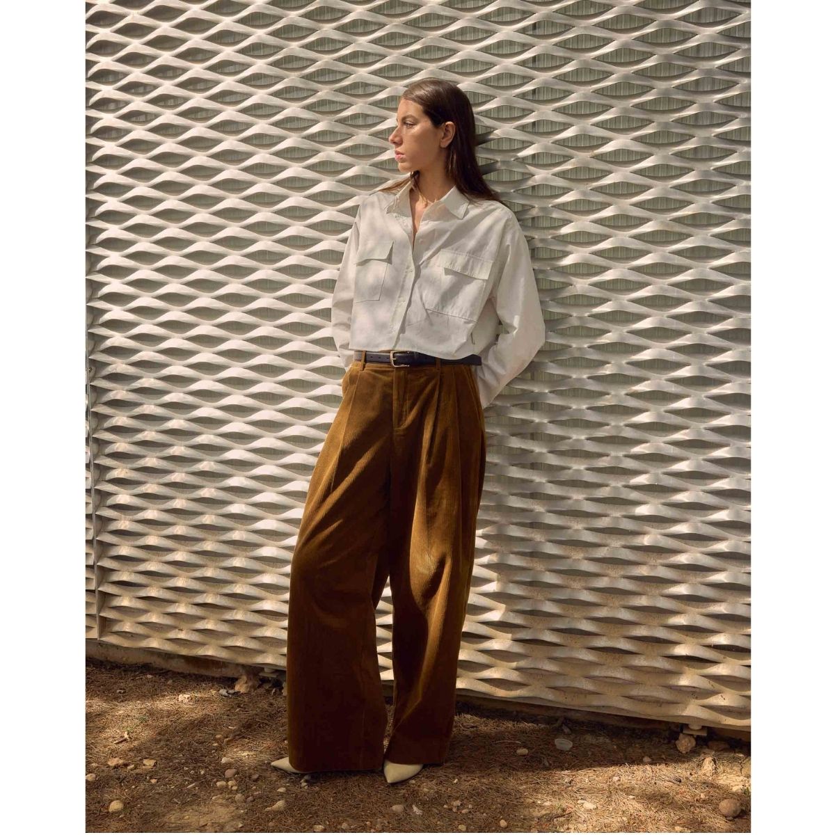 Abriel Wide-Legged Corduroy Pants — Coffee - Public Mercantile
