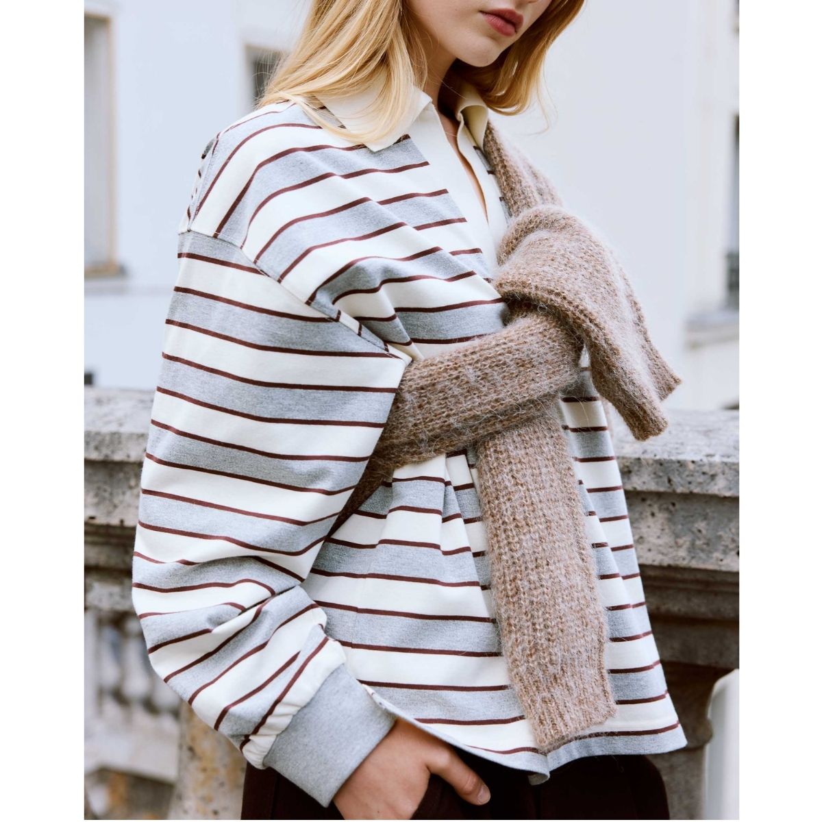 Aron Oversized Rugby Shirt — Grey Stripe - Public Mercantile