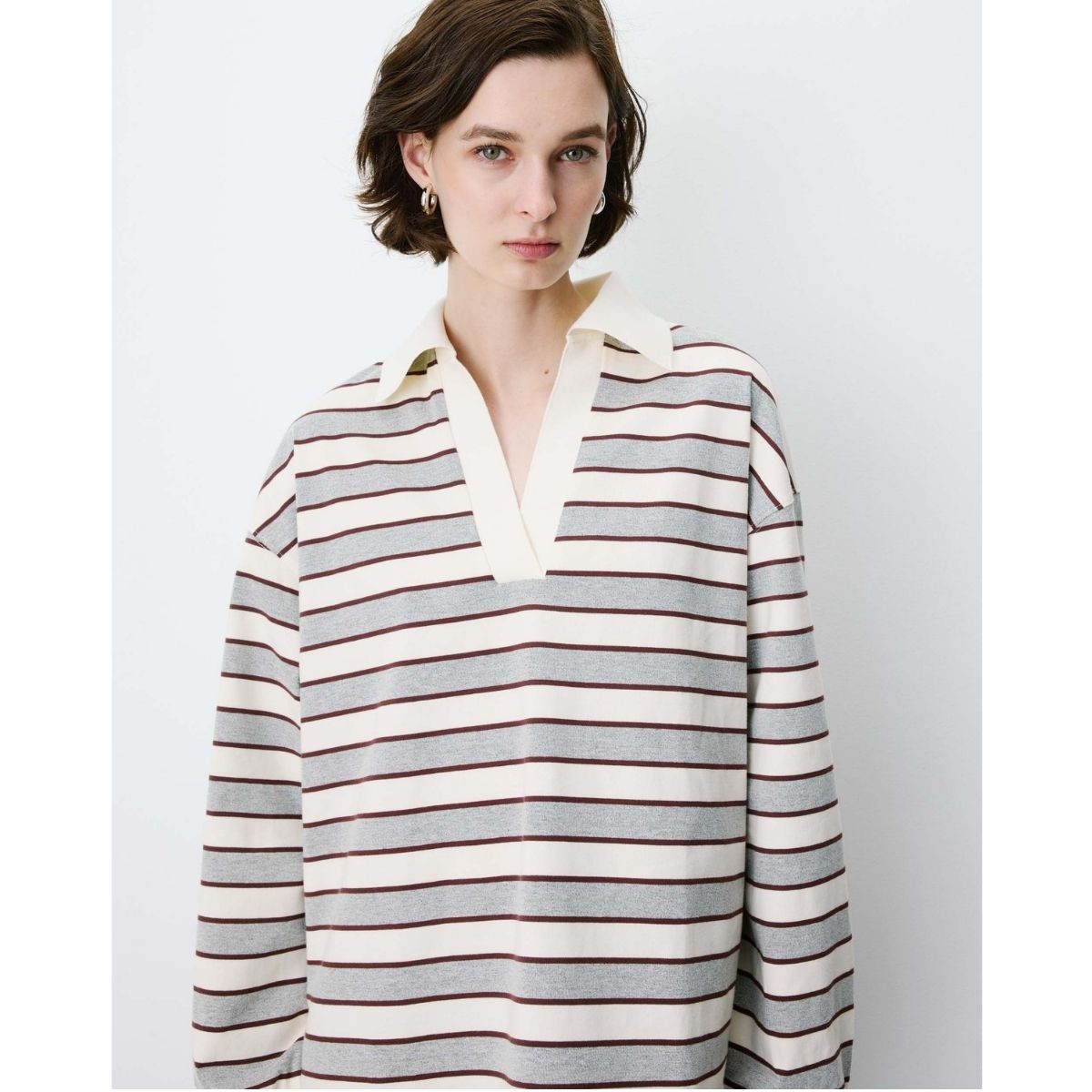 Aron Oversized Rugby Shirt — Grey Stripe - Public Mercantile