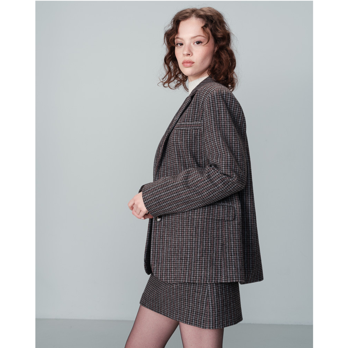 Grace & Mila Paris Novel Plaid Blazer — Anthracite