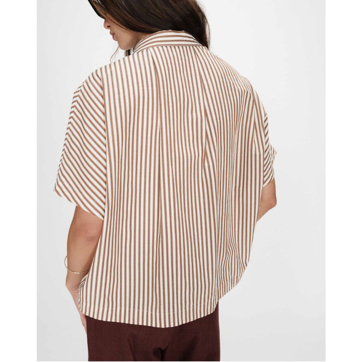 Vercia Striped Shirt — Mocha - Public Mercantile
