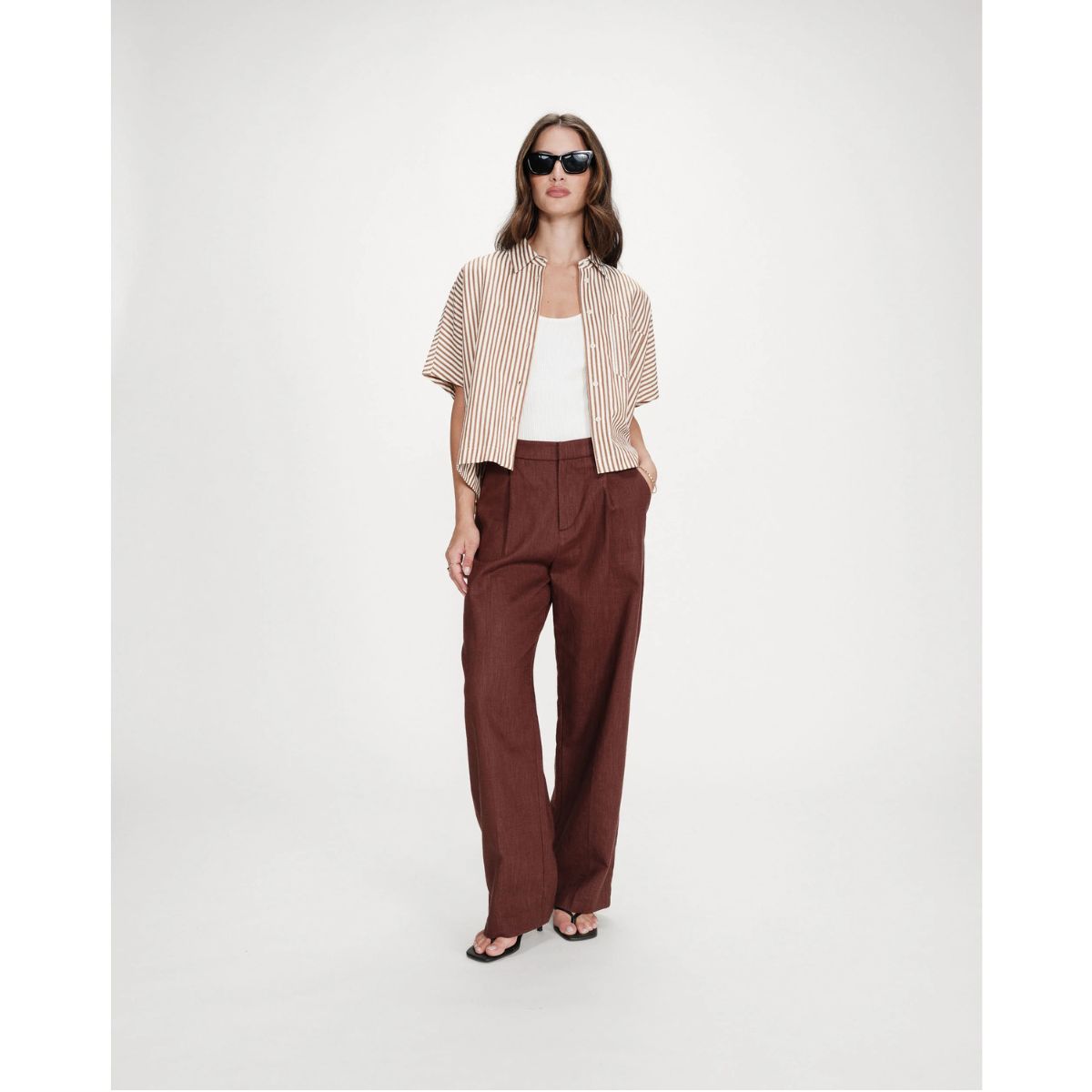 Vercia Striped Shirt — Mocha - Public Mercantile