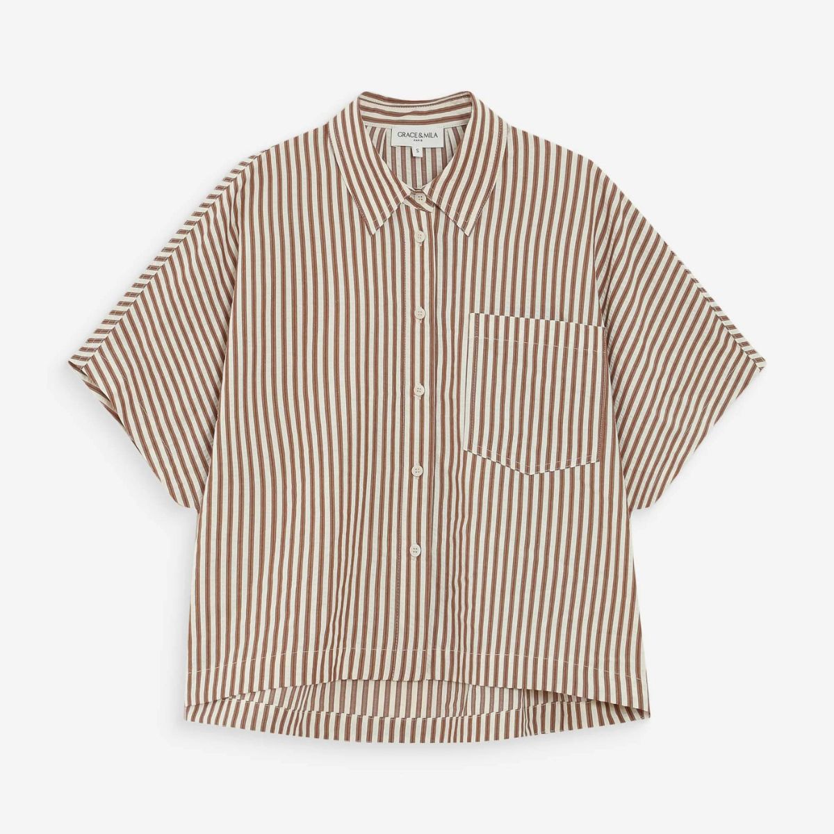 Vercia Striped Shirt — Mocha - Public Mercantile
