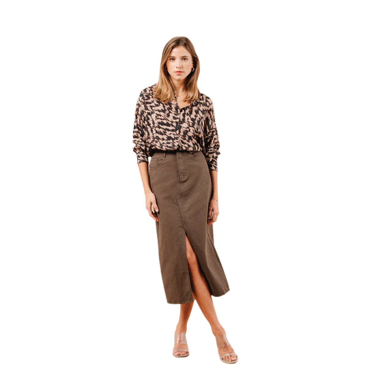 Grace & Mila Paris Maureen Skirt — Khaki - Public Mercantile