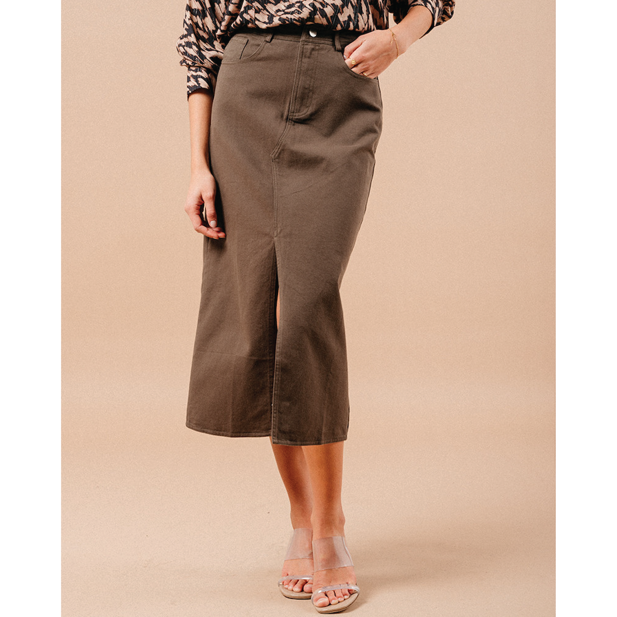 Grace & Mila Paris Maureen Skirt — Khaki - Public Mercantile