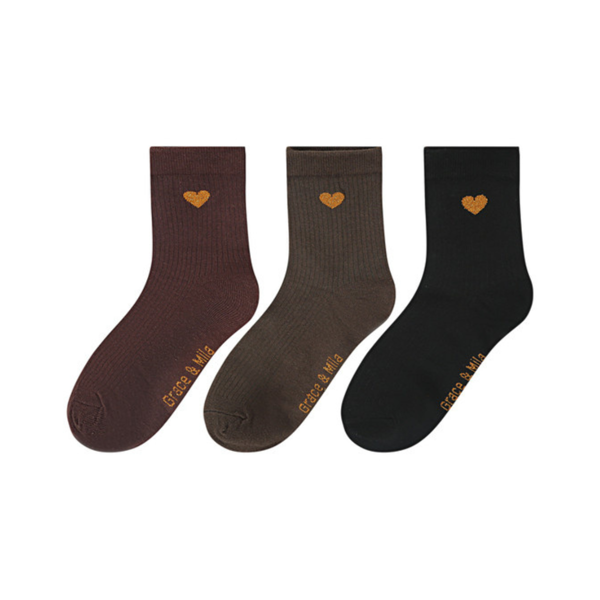Grace & Mila Paris Nestia Heart Socks — Boxed Set of 3 - Public Mercantile