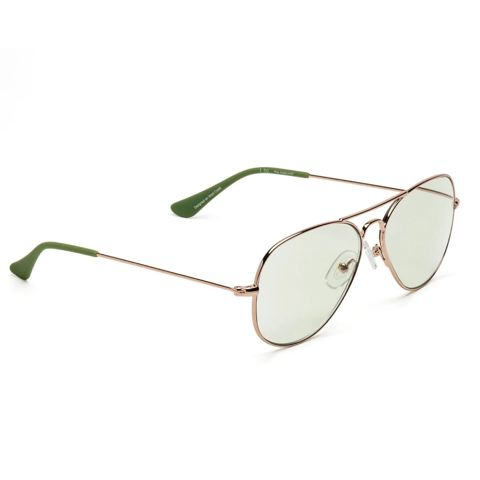 Caddis Mabuhay Reading Glasses - Polished Rose Gold/Green Lens - Public Mercantile