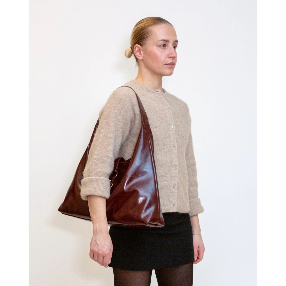 HVISK Lola Raw Hardware Bag — Deep Burgundy - Public Mercantile