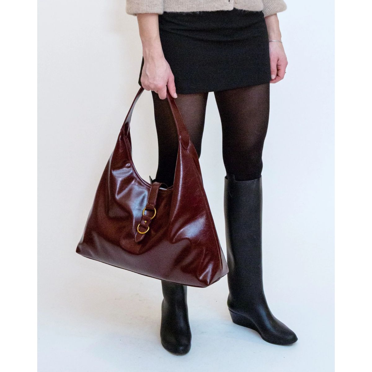 HVISK Lola Raw Hardware Bag — Deep Burgundy - Public Mercantile