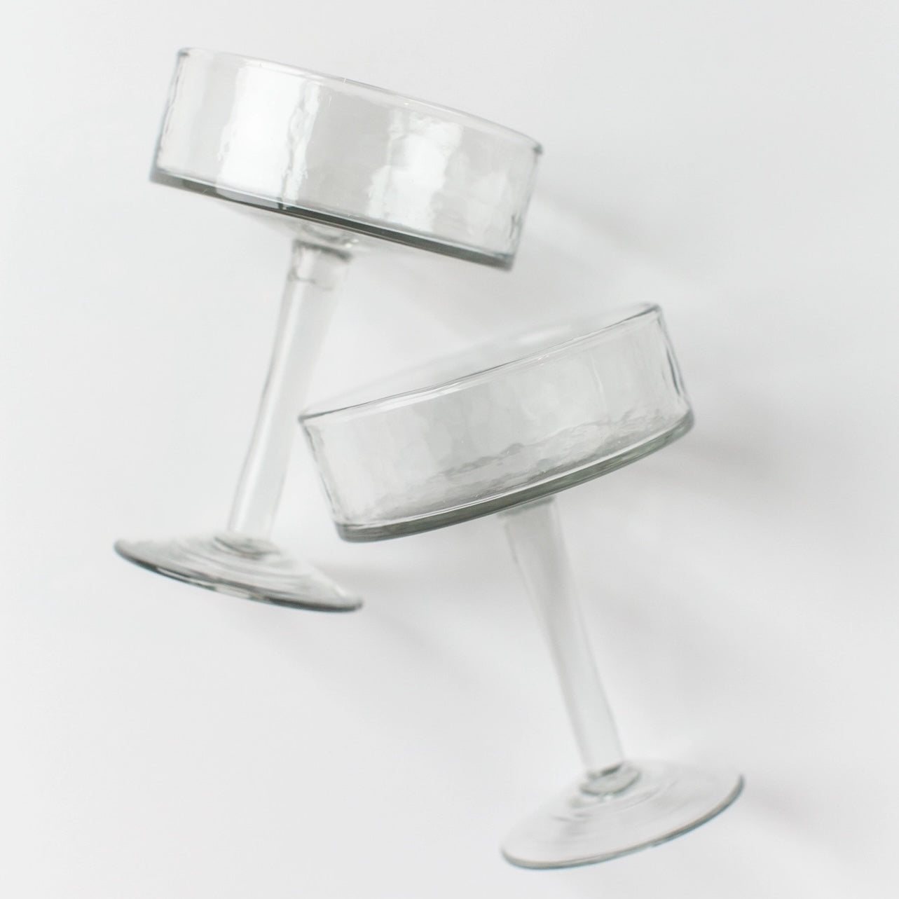 Handblown Hammered Coupe Cocktail Glass