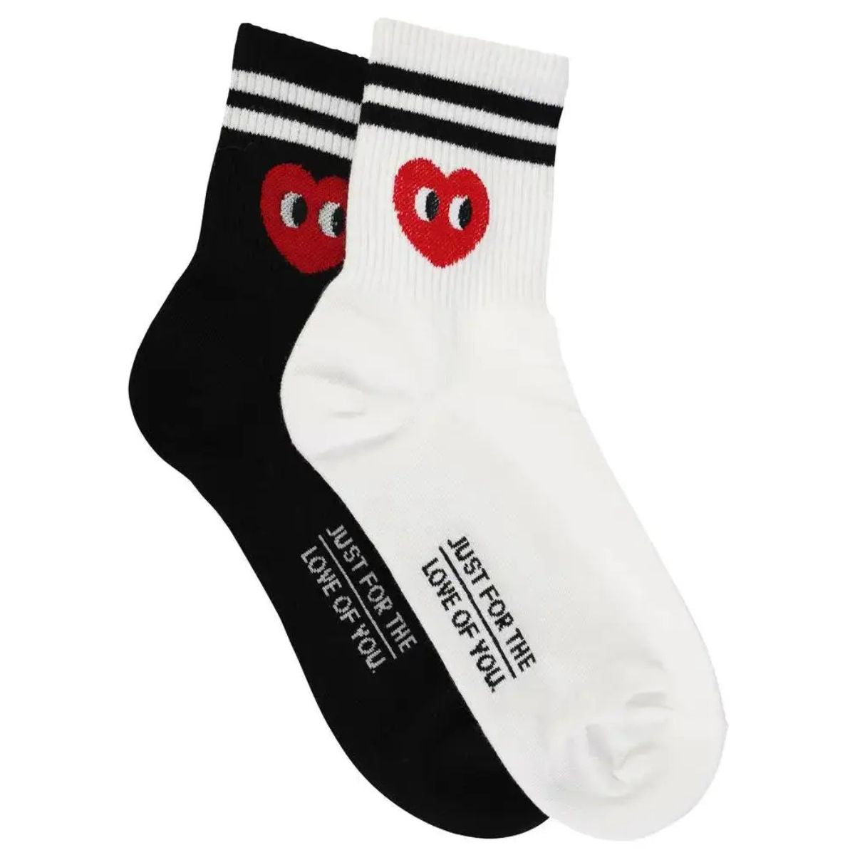 Heart Striped Crew Socks - Public Mercantile