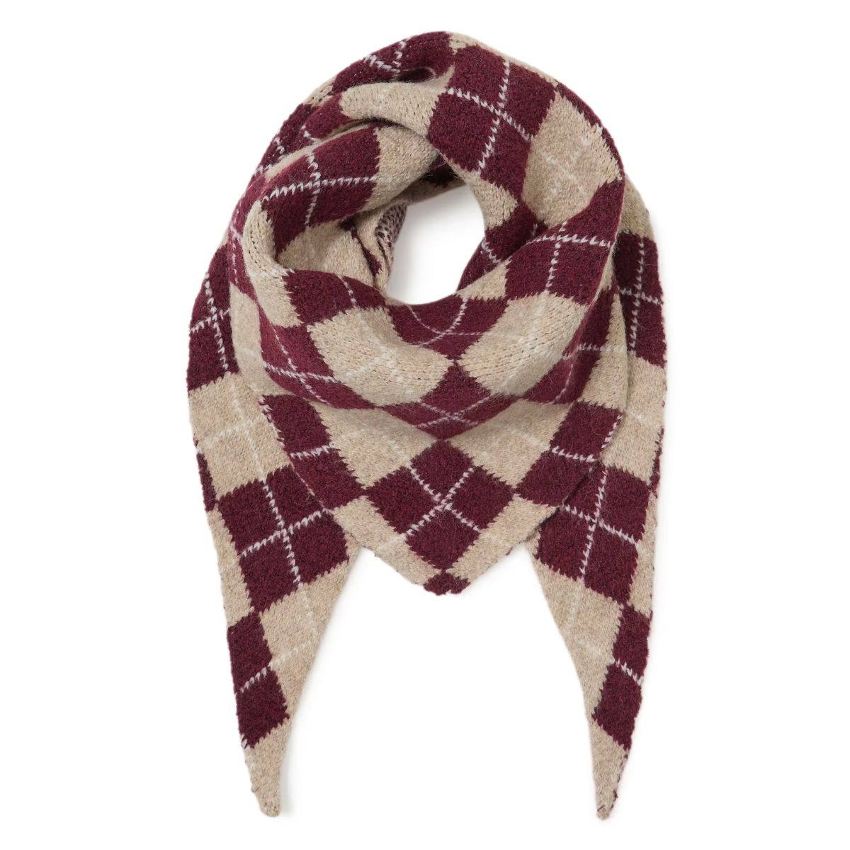 Argyle Triangle Scarf — Zinfandel