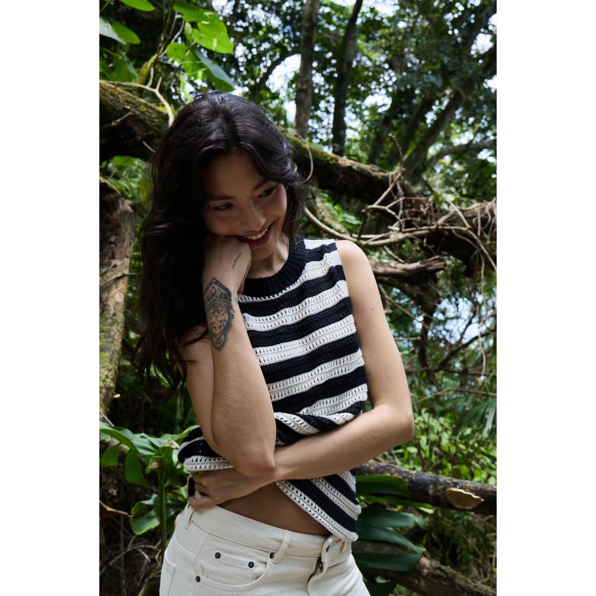 Betues Sleeveless Knit Top— Black & Almond Milk - Public Mercantile