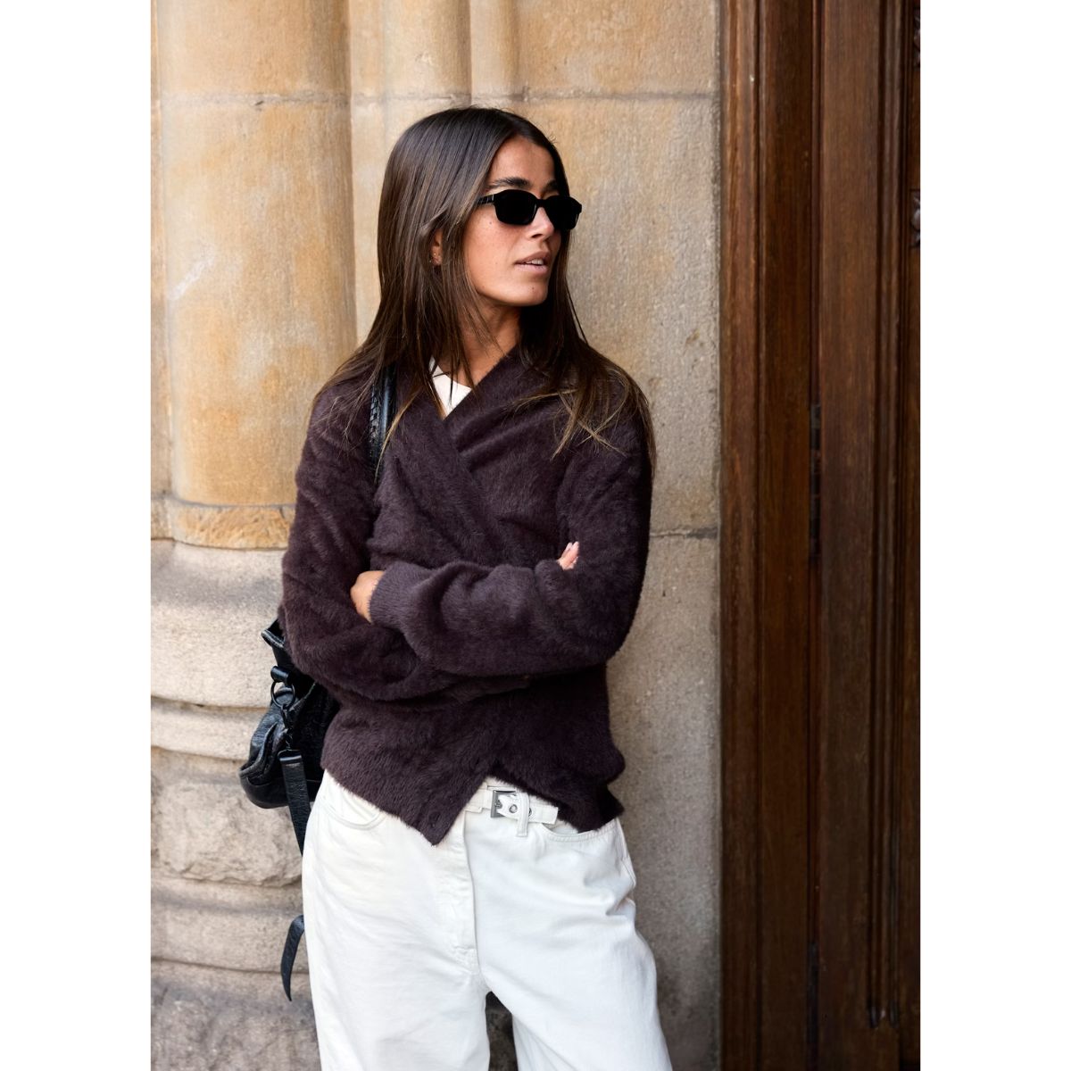 Brula Textured Cardigan — Coffee Bean