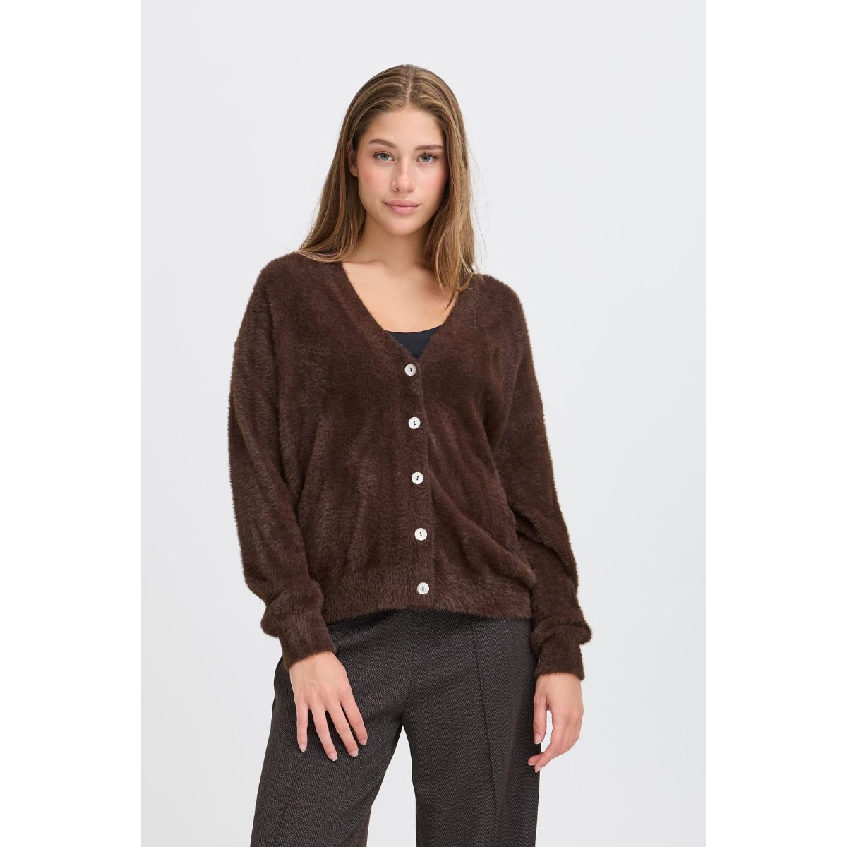 Brula Textured Cardigan — Coffee Bean