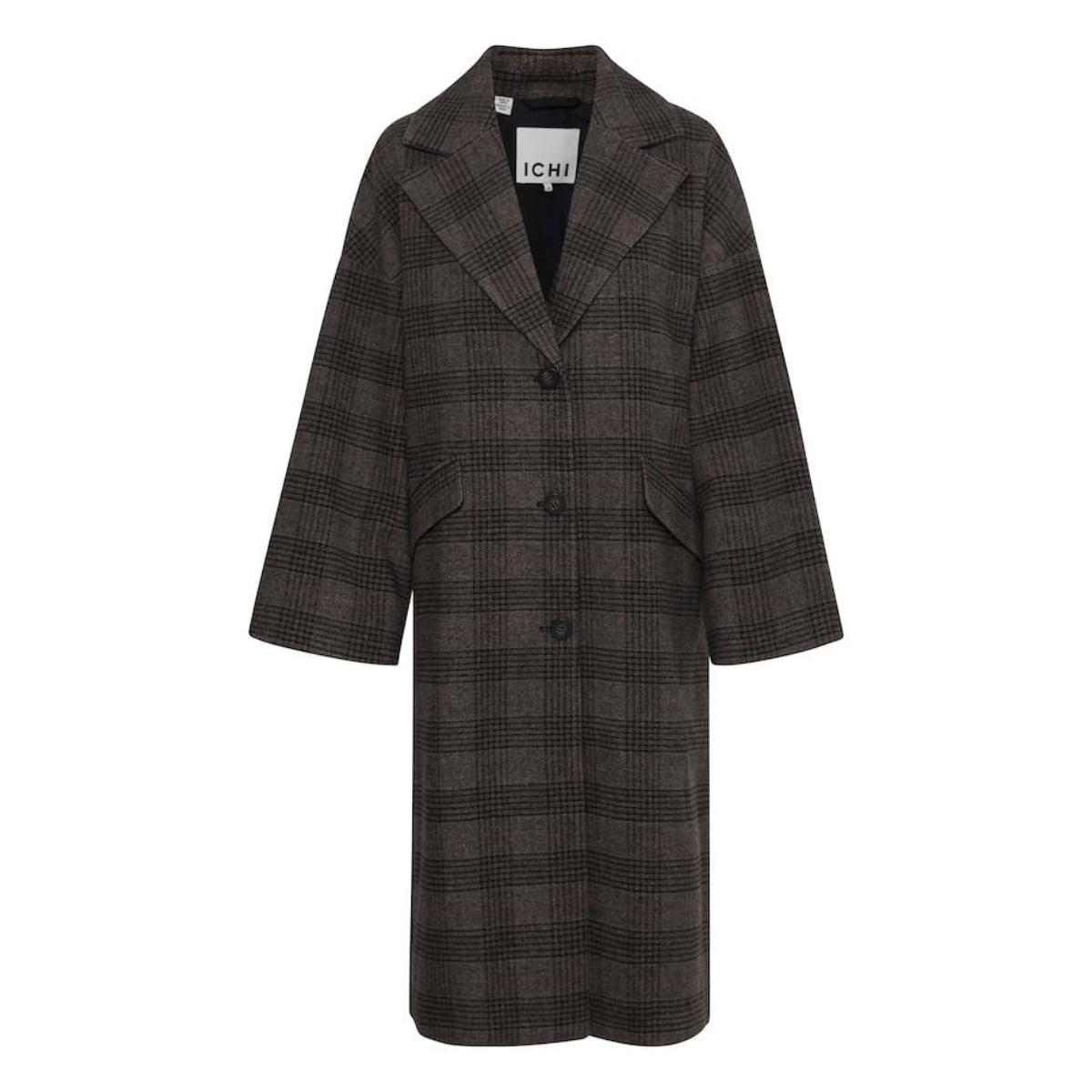 ICHI Copenhagen Emmalu Long Jacket - Black Checked