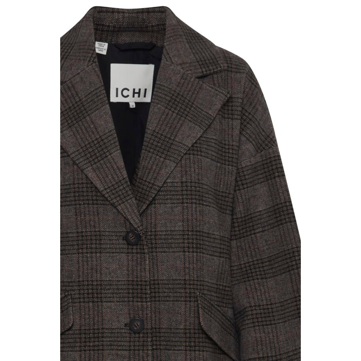 ICHI Copenhagen Emmalu Long Jacket - Black Checked