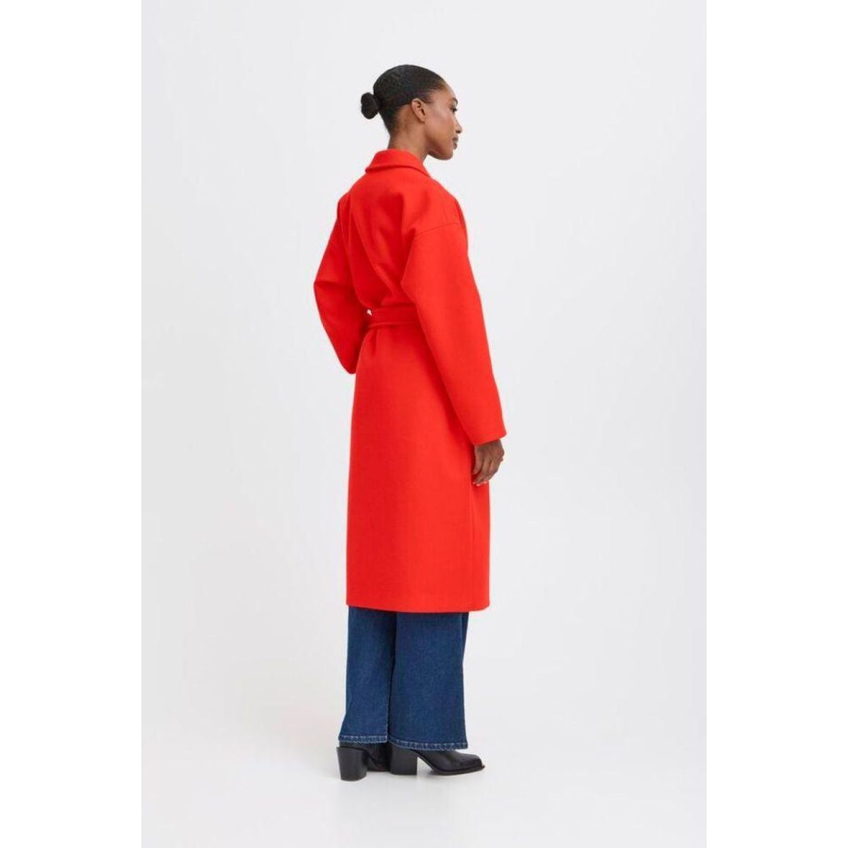 Jannet Belted Overcoat — Fiery Red