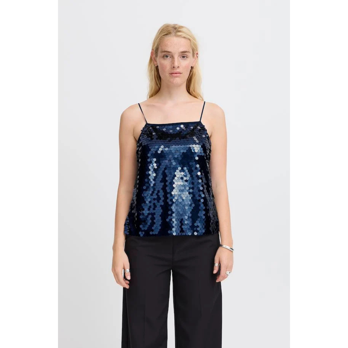 ICHI Copenhagen Pennie Sequin Top — Blue