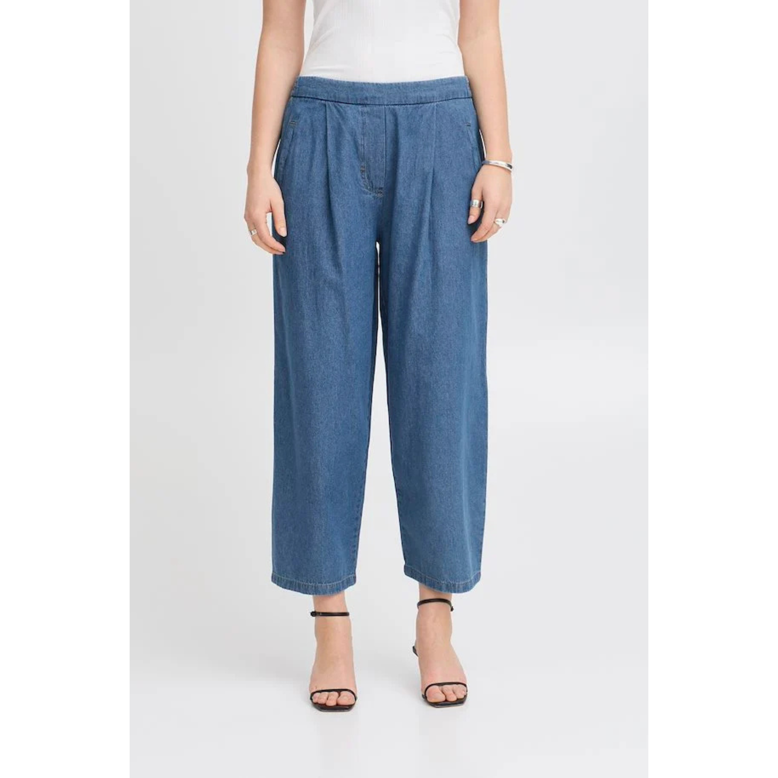 ICHI Archer Pants - Washed Denim Blue - Public Mercantile