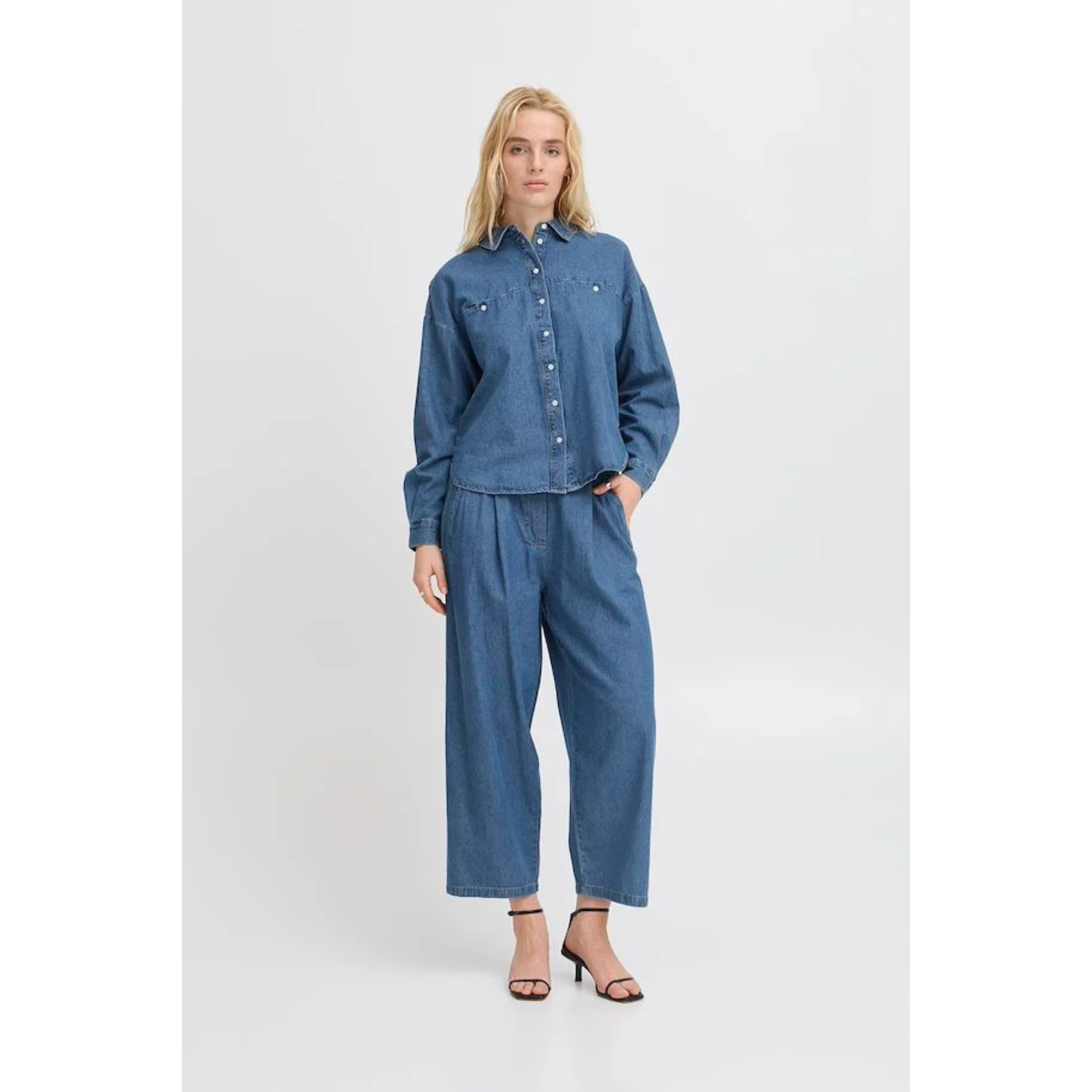 ICHI Archer Pants - Washed Denim Blue - Public Mercantile