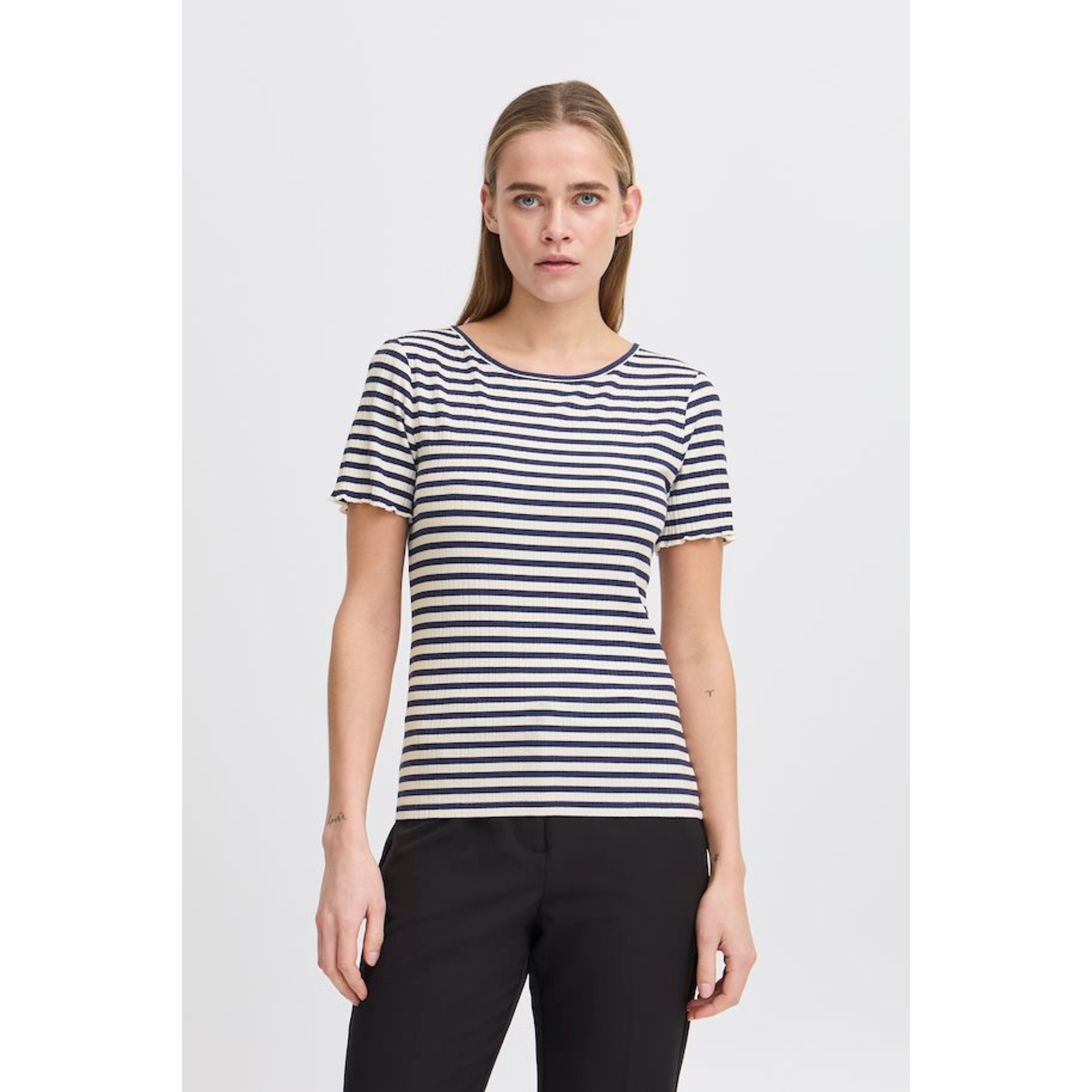 ICHI Cella Striped T-Shirt —  Total Eclipse - Public Mercantile