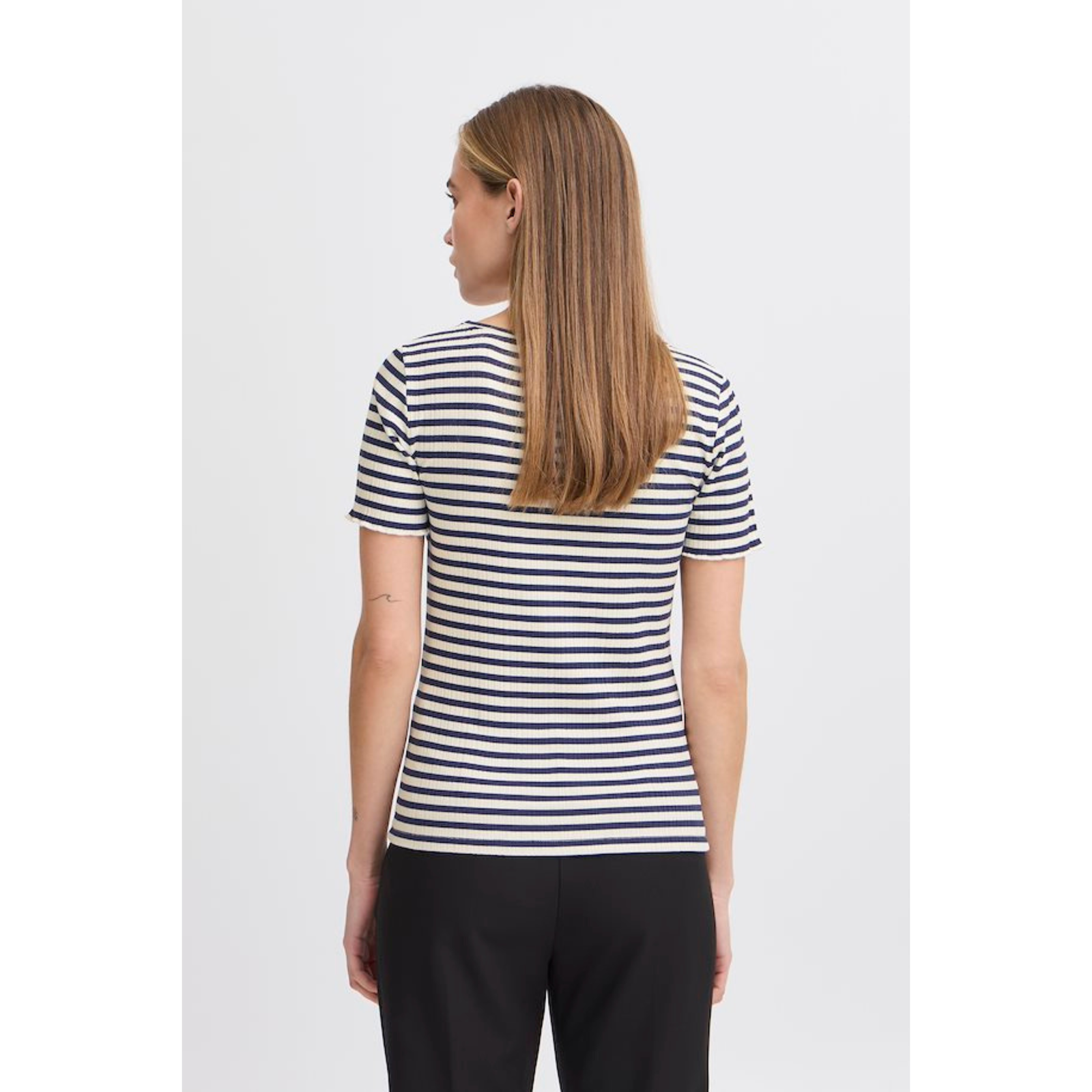 ICHI Cella Striped T-Shirt —  Total Eclipse - Public Mercantile