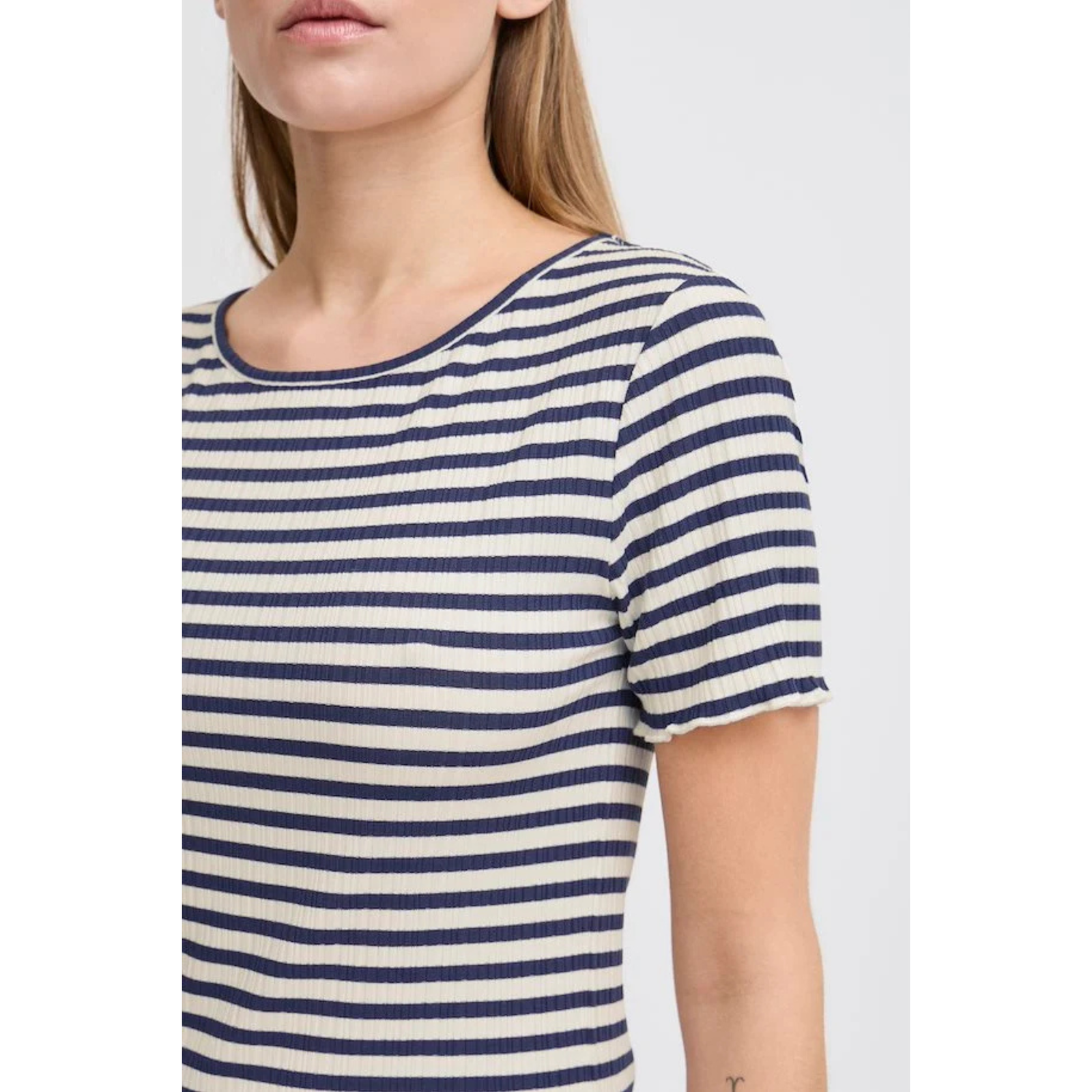 ICHI Cella Striped T-Shirt —  Total Eclipse - Public Mercantile