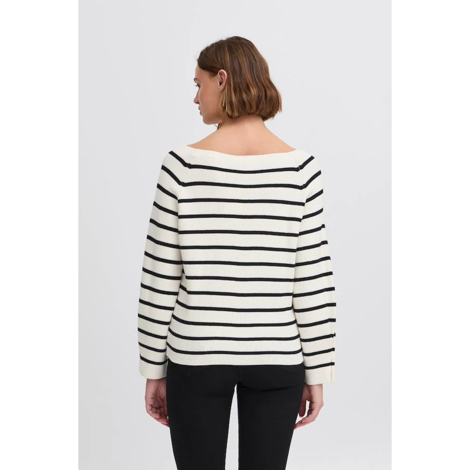ICHI Copenhagen Boston Boatneck Sweater — Birch/Black Stripe - Public Mercantile