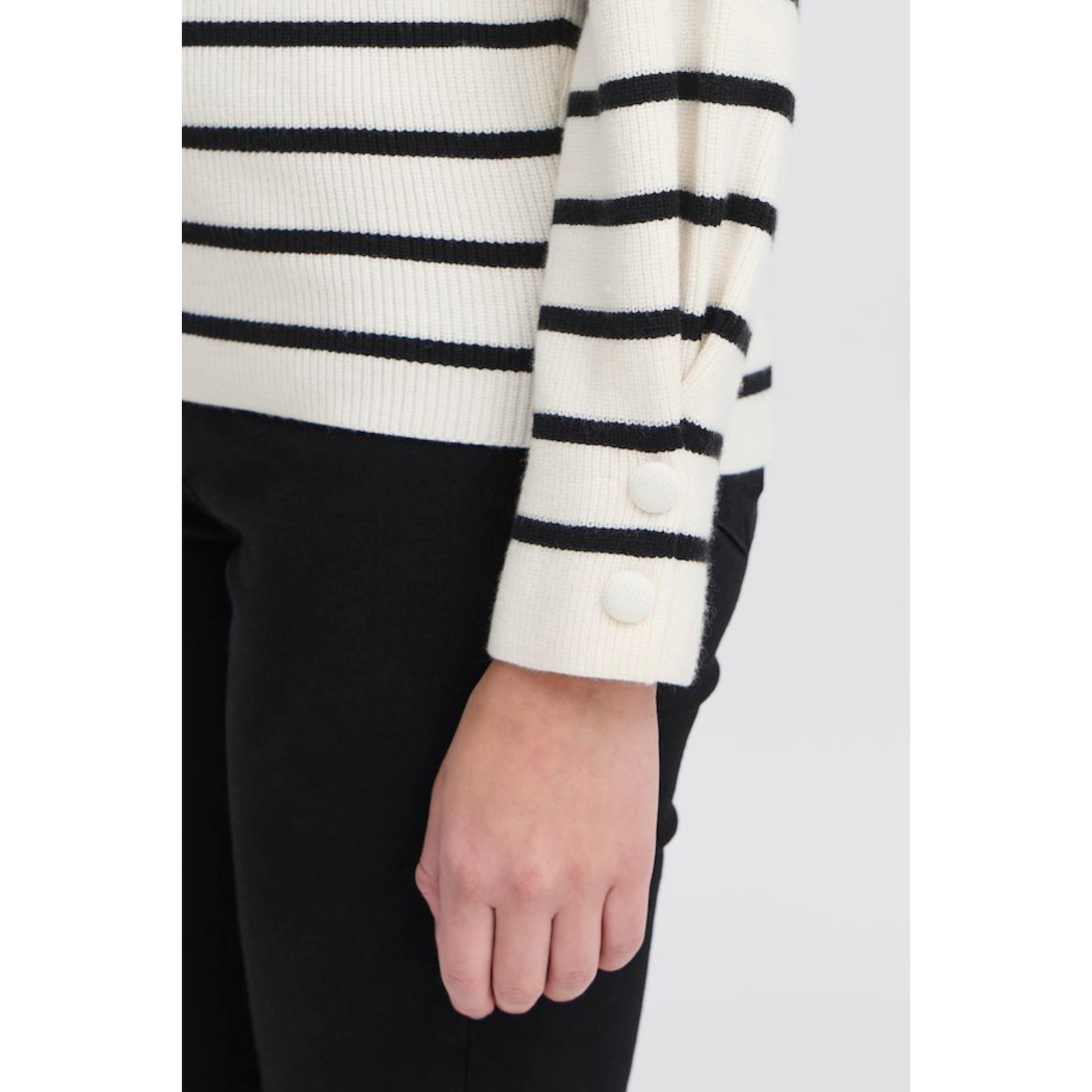 ICHI Copenhagen Boston Boatneck Sweater — Birch/Black Stripe - Public Mercantile