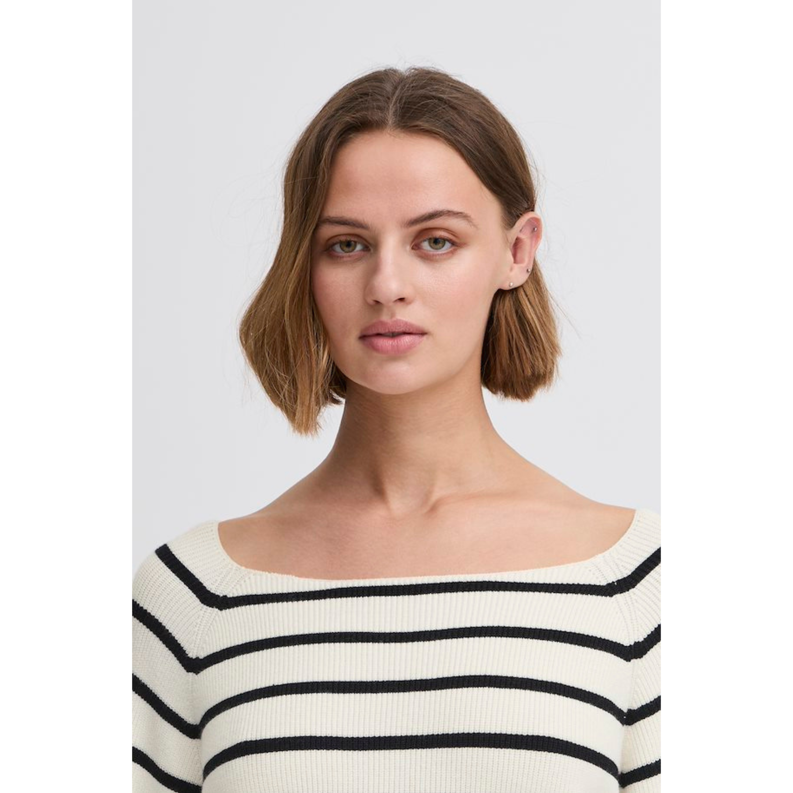 ICHI Copenhagen Boston Boatneck Sweater — Birch/Black Stripe - Public Mercantile