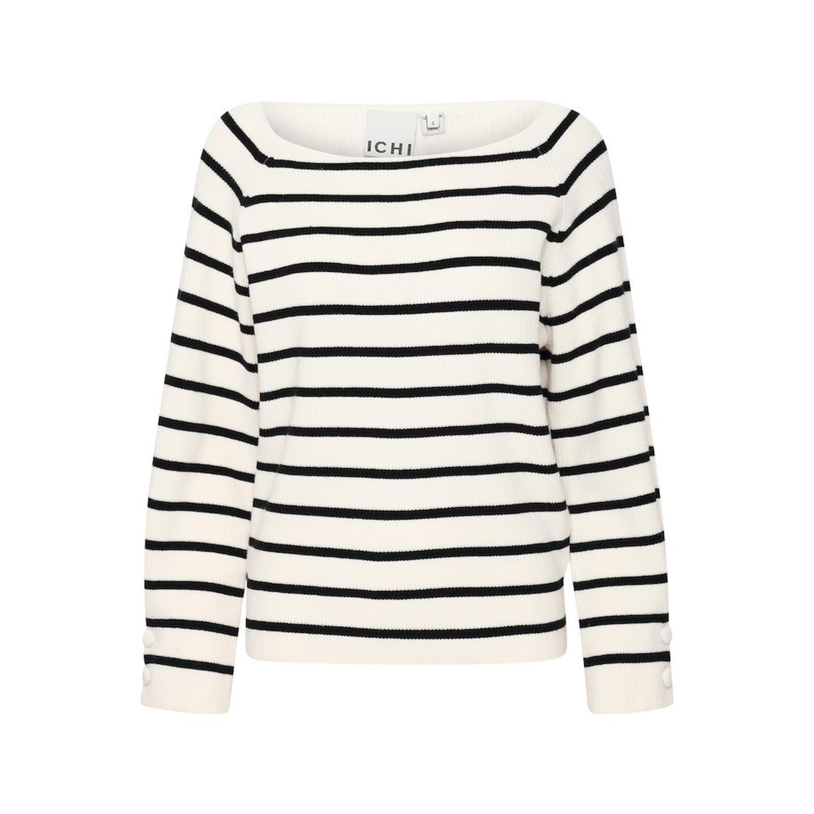 ICHI Copenhagen Boston Boatneck Sweater — Birch/Black Stripe - Public Mercantile