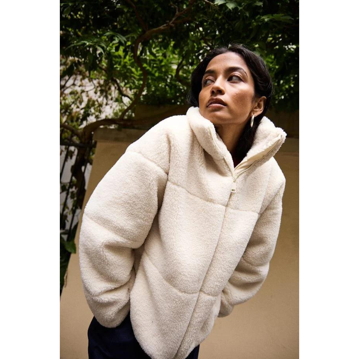 ICHI Copenhagen Funara Teddy Bear Jacket - Almond Milk - Public Mercantile