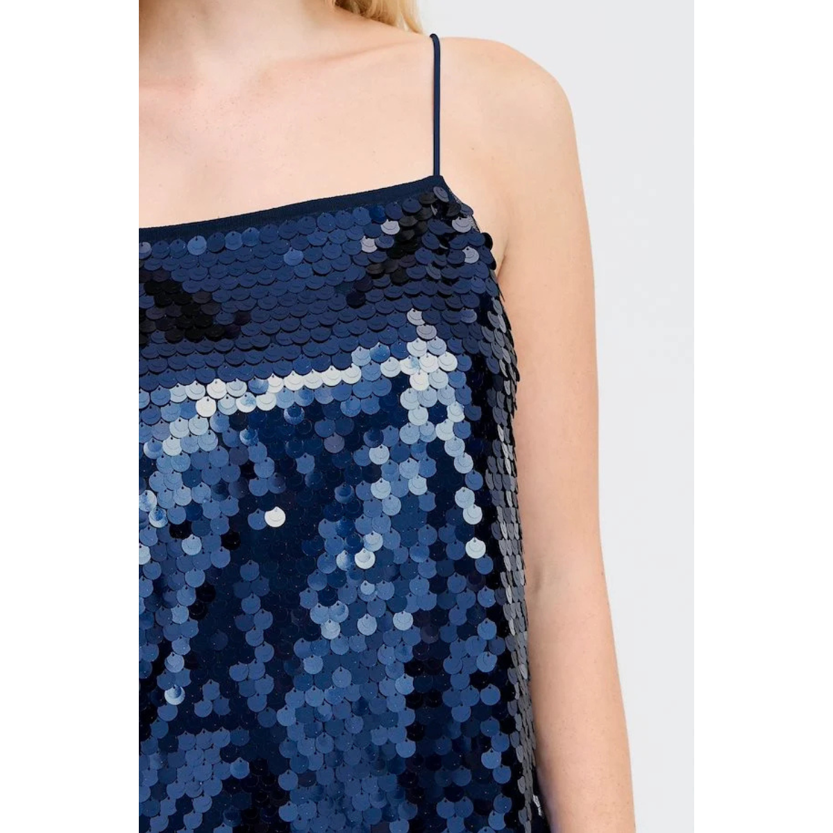 ICHI Copenhagen Pennie Sequin Top — Blue - Public Mercantile