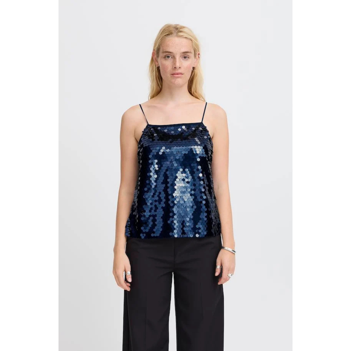ICHI Copenhagen Pennie Sequin Top — Blue - Public Mercantile