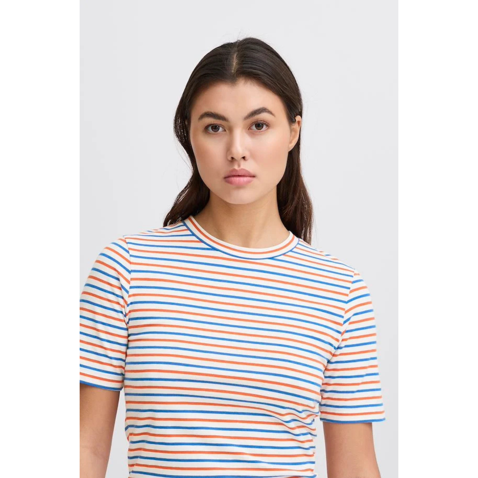 ICHI Mira Striped T-Shirt —  Cloud Dancer Multi - Public Mercantile