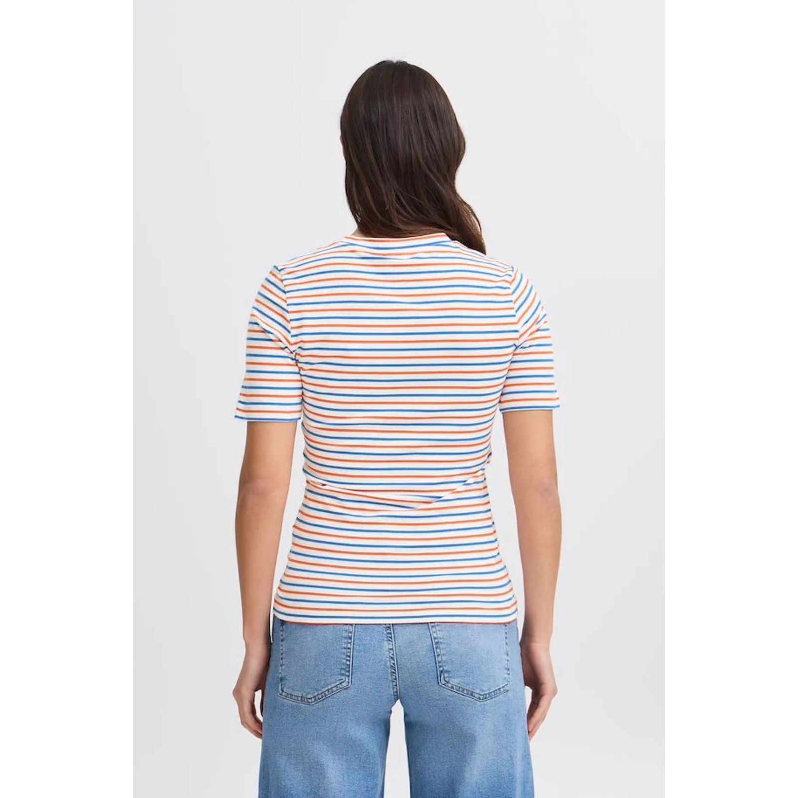 ICHI Mira Striped T-Shirt —  Cloud Dancer Multi - Public Mercantile