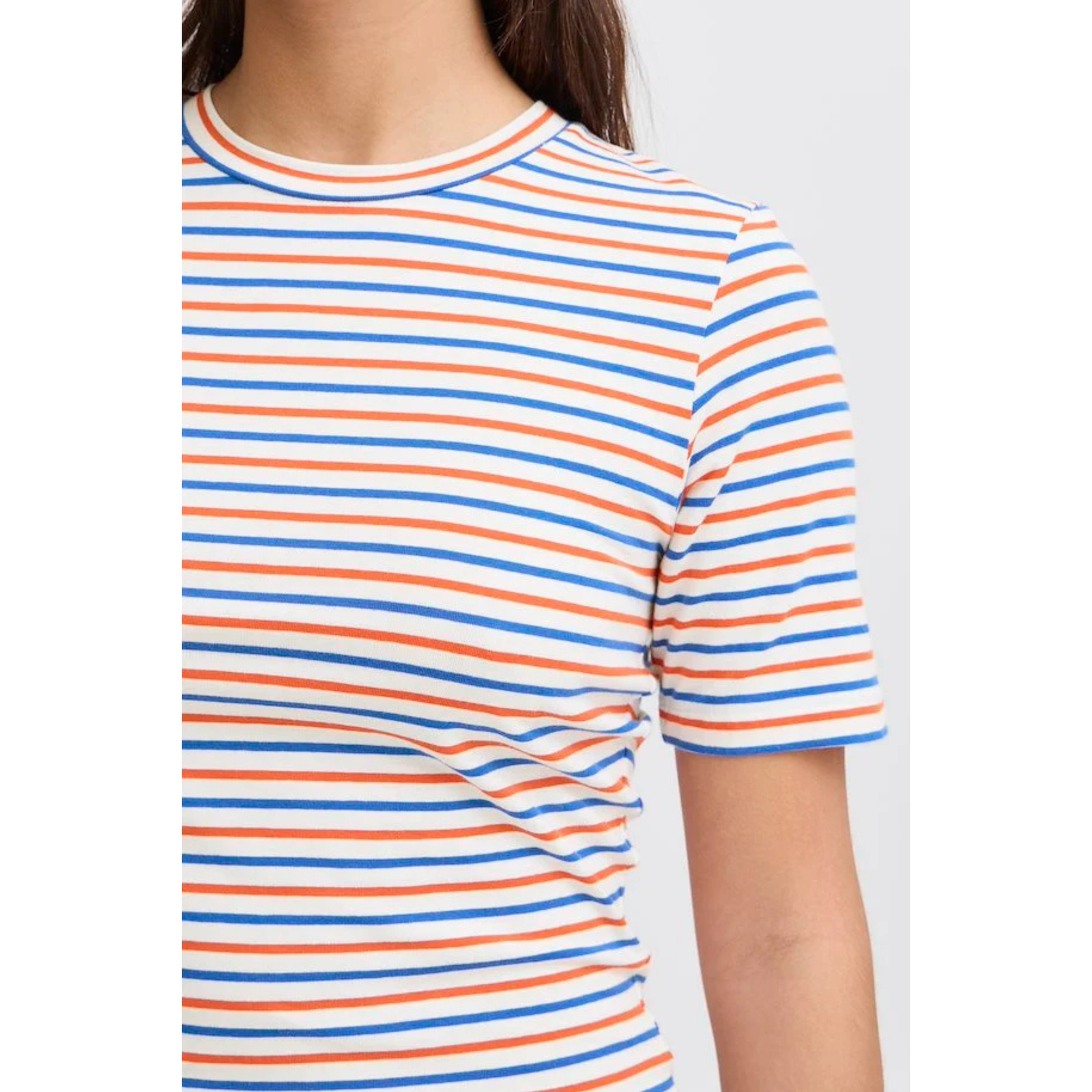 ICHI Mira Striped T-Shirt —  Cloud Dancer Multi - Public Mercantile